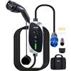 VEVOR Caricabatterie Portatile per Auto Elettriche 7,4 kW 32 A, Colonnina Portatile per Veicoli Elettrici di Tipo 2 Stazione Ricarica CEE Monofase con Cavo Ricarica 6 m Spina Schuko Schermo LCD