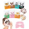 IPNSDON 7 Pezzi Maschere Viso Bambina, Maschera Viso Bambina, Set maschere viso On Graziose Stampe di Animali, mascheras visos Tessuto per Viene Fornito, Idratante Adatto a Tutti I Tipi di Pelle