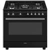 Smeg - Cucina Elettrica CX91GMBL 5 Zone a Gas Forno Elettrico Multifunzione Ventilato Classe A Dimensioni 90 x 60 cm Colore Nero Serie Estetica Classi - SPEDIZIONE GRATUITA