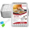 KAHEIGN 30 Pezzi Vassoi Monouso per Barbecue, 34CM x 23CM x 3CM Vaschette Forati in Alluminio Piatto per Barbecue con Fori e Fondo Scanalato per Forno a Carbonella Arrosto Grigliata Cottura al Forno