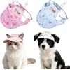 KASESSS 2 Pezzi Cappello per Cani, Estate Protezione Solare Cappellino Parasole con Visiera per Gatto, Cappello da Sole Estivo per Gatto con Fori per Orecchie per Gatti e Cuccioli, Rosa e Blu