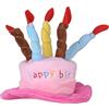 L-Peach Cappello da Compleanno per Cane con Candele Multicolore Morbido Carino Berretto Happy Birthday Torta Cappello per Cane Gatto Rosa