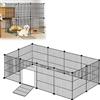 Froadp Recinzione per Animali Domestici Conigli da Esterno 142x72x36cm in Metallo 12 Pezzi Recinto a Griglia con Porta per Cavie, Animali da Compagnia, Gabbia per Cuccioli, Hamster (Nero)