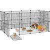 YRHome Recinzione a griglia per conigli, porcellini d'India, gabbia per piccoli animali, con porta a ruota libera, per interni ed esterni, 142 x 72 x 72 cm, nero
