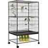 LIFERUN Gabbia Pappagalli, Gabbia per Uccelli con ciotola per Mangiatoia | Voliera per Pappagalli, con 4PCS Ruote, Giocattolo a Gabbia, Altalena per Uccelli con 2 ante, 132 x 78 x 52 cm