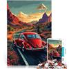LKSDCBOT Puzzle da 1000 pezzi per adulti Maggiolino rosso sulla strada del deserto Difficile e sfidante Gioco educativo per compleanno e Natale 52x38cm