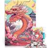 LKSDCBOT puzzle 1000 pezzi per adulti Ciliegia drago giapponese Difficile da completare ma divertente e umoristico Decorazione perfetta 52x38cm