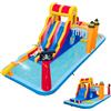 LIFEZEAL Castello Gonfiabile per Bambini 3+Anni, Tema di Pirata, Parco Aquatico Esterno, Interno, Giochi con 2 Scivoli, Piscina, Tunnel, Parete da Arrampicata, Cannone dell'Acqua, 693x295x26cm