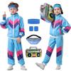 Ezuwail Costume da allenamento per bambini anni '80 anni '90 per ragazzi e ragazze, unisex, stile retrò, per jogging, per bambini, allenamento, hip hop