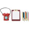 Odoria 1/12 Miniatura Telefono e Appunti Pastelli Accessori Casa delle Bambole, Rosso