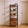 FurnitureR Mobile alto in stile scala, 42 x 29 x 110 cm, 4 ripiani con cassetto in tessuto, pannelli in legno da 12 mm e telaio in metallo da 20 mm, pannello posteriore da 7,5 cm, elegante armadio da