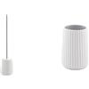 Gedy G-Marika, Scopino WC Bianco, Scovolino Bagno Realizzato in Ceramica, Misure 45X10,2X10,2 CM & Bianco, G-Marika, Bagno, Porta spazzolino in Ceramica, Design R&S, Misure 11,6X8X8 cm