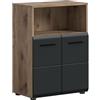 xonox.home - Armadio largo Ice 60 x 80 x 30 cm in corpo Nox Oak e parte anteriore nero opaco - Elegante armadio da bagno effetto legno - ampio spazio