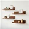 FurnitureR Set di 4 scaffali da parete vintage marrone, 40 cm, con bordo protettivo, in legno, per cornici, libri, spezie, decorazione da parete per soggiorno, cucina, bagno, cameretta dei bambini