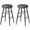 VASAGLE EKHO Collezione - Sgabelli Cucina, Set da 2 Sgabelli Alti da Bar, Sedie Cucina, PU con Cucitura, Moderno di Metà Secolo, Altezza 63 cm, Facile da Montare, Verde Foresta LBC080C01V1