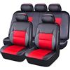 TYUIGHF 9 Pezzi Coprisedili Auto, per Fiat Panda (141 169 319 1980-2025 2026) Coprisedile Coprisedili Auto,Coprisedile in Pelle PU Set, Accessori Interni per Auto,D/Black Red