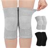 AOOWU 4 Pezzi Ginocchiera in Bambù, Ginocchiera Comfort con Compressione, Tutore Stabilizzante di Supporto, Uomo e Donna, per Artrosi, Corsa, Lesioni dei Legamenti, Grigio e Nero（XL）