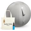 Backerz Seggiolino Palloncino 75 cm - Sfera interna in PVC resistente, fodera in lino morbido lavabile - Sedia a palloncino ergonomica Ufficio & Yoga, per buona postura - Grigio chiaro