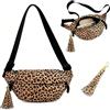 Fyhqwf Borsa Leopardata - Stampa Leopardata Marsupio Borsa - Borsa Tracolla Mezza Luna - Scomparto Di Grande Capacità Per Le Donne Che Viaggiano E Lavorano (Con Portachiavi)