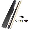 Gralara Biliardo Mazza da Snooker Stecca Accessori Professionali con Custodia Gesso Guanto in Legno Acciaio Inossidabile Facile Trasporto Adatta per Pool, Punta Bianca da 9.8 mm