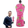 Generic Copritesta per mazze da golf, 36 cm, in pelle PU, con motivo fragola, copertura protettiva per mazze da golf, resistente alle intemperie, per pratica e guida all'aperto