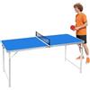 Oxylonty Tavolo da ping pong pieghevole in lega di alluminio, blu/argento, 152 x 67 x 70 cm, con rete, 2 racchette e 3 palline, per famiglie
