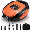 furein Pompa elettrica SUP 20 PSI, 12 V, pompa ad aria ad alta pressione con auto-off, display LCD, luce LED, 7 adattatori per stand up paddle board gonfiabile, kayak