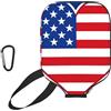 CNTDBU Custodia per pagaia in neoprene con bandiera patriottica a forma di cuore, con tasca in rete, moschettone per borsa da palestra