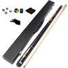 Fonowx Biliardo Stecca Professionale da Gioco Mazza Pool Due Sezioni Guanto Gesso in Legno Acciaio Inox Pratica E Resistente Adatta per Snooker, Punta Bianca mm
