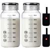 Neptuiby Bottiglie per il latte in vetro da 2 pezzi, tazza in vetro borosilicato a tenuta stagna da 12 once con coperchio, bilancia e custodia, bottiglia per il latte adatta al microonde per la scuola dell