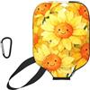 CNTDBU Custodia per pagaia in neoprene con tasca a rete, moschettone per borsa da palestra con motivo bouquet sorridente e sole