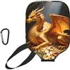 CNTDBU Golden Dragon Pattern Pickleball Paddle Cover-Neoprene Paddle Case con Mesh Pocket, Moschettone per Borsa da Palestra