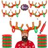 LANSKYWARE Confezione da 4 anelli gonfiabili con corna di renna (4 corna e 16 anelli) per feste di Natale 2025, fantastici giochi di Natale per famiglie
