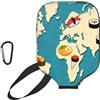 CNTDBU Custodia per pagaia in neoprene con mappa del cibo, con tasca in rete, moschettone per borsa da palestra