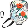 CNTDBU Graziosa custodia per pagaia in neoprene con tasca a rete, moschettone per borsa da palestra, motivo: tigre bianca