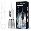 Bluessiery Idropulsore Dentale Portatile, Irrigatore Orale Senza Fili Impermeabile IPX7 con 3 Modalità e 4 Ugelli, Serbatoio da 380ml, Tecnologia a Impulsi e Grande Autonomia per Uso Domestico e Viaggi