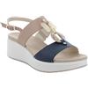ENVAL SOFT Sandali con Zeppa in Pelle da Donna Champagne e Blu 38 EU
