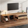 Easexcy Armadio per TV, 180 x 40 x 50 cm, colore legno + supporto per TV nero, con 4 armadi, con 8 gambe di supporto, portata 30 kg