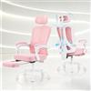 Submi Sedia da ufficio rosa, sedia ergonomica per computer con poggiapiedi, sedia da scrivania o da ufficio con poggiatesta, rete traspirante, adolescente, ragazza, adulto, regalo, 150 kg.