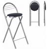 Liink1Ga 1 Pezzo Sgabello Bar Alto Pieghevole Pieghevole Portatile Cucina con Schienale, Sedie Sgabelli Alti Pieghevoli per Interno Esterno in Cucine/Bar/Bistrot/Campeggio/Nero Ecopelle Seduta/Altezza 61CM