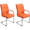 CLP Set Di 2 Sedie Da Conferenza A Sbalzo XXL Anubis Con Rivestimento In Similpelle I Easy Care Con Braccioli, Colore:arancione