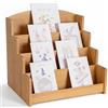 Homevany Espositore per biglietti di auguri in bambù - Organizer per adesivi a 4 livelli, porta carte collezionabili al dettaglio per foto per venditori artigianali collezione e spettacolo.