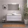 Kiamami Valentina - Mobile Bagno Sospeso 120 cm Bianco con Top Beton, 2 Cassetti Soft Close, Specchio 120x60 con Lampada, Già Assemblato