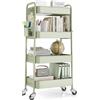 Urackify Carrello portaoggetti a 4 ripiani, con ruote, colore: verde