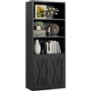 IRONCK Libreria con 2 ante a 5 livelli, stile industriale, libreria, vetrina, per studio, ufficio, soggiorno, camera da letto, colore nero