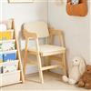 HUOLE Seggiolone Pappa in Legno, Sedia da Bambini per Studio e Mangiare, Altezza Regolabile da 35 a 51 cm, Carico da 90KG, per Bambini 8+ Mesi (48 * 46 * 78 cm - Beige (2 pezzi))