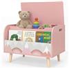 RELAX4LIFE Baule Portagiochi per Bambini in Legno con Libreria, Coperchio Ribaltabile, Cerniera di Sicurezza, per Cameretta, Sala Giochi, 60 x 40 x 43cm (Rosa)