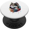 Samoyed Puppy Lover PS Samoiedo colorato Splatter Art acquerello dipinto PopSockets PopGrip Adesivo