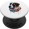 Saint Bernard Puppy Lover PS San Bernardo Colorato Splatter Art Acquerello Dipinto PopSockets PopGrip Adesivo