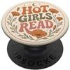 Book Babe | Feminine Reading Lettura floreale del papavero della California amante del libro PopSockets PopGrip Adesivo